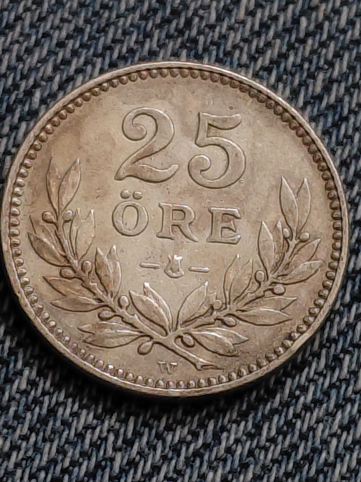 Zweden 25 Öre 1914 Gustav V - Zilver, Postzegels en Munten, Ophalen of Verzenden, Overige landen, Losse munt, Zilver