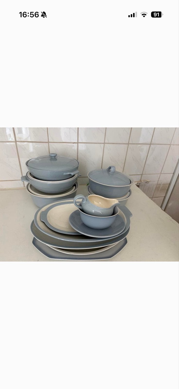Vintage Servies - Petrus regout Set in Grijs/Blauw, Huis en Inrichting, Keuken | Servies, Gebruikt, Overige merken, Vintage, Ophalen of Verzenden