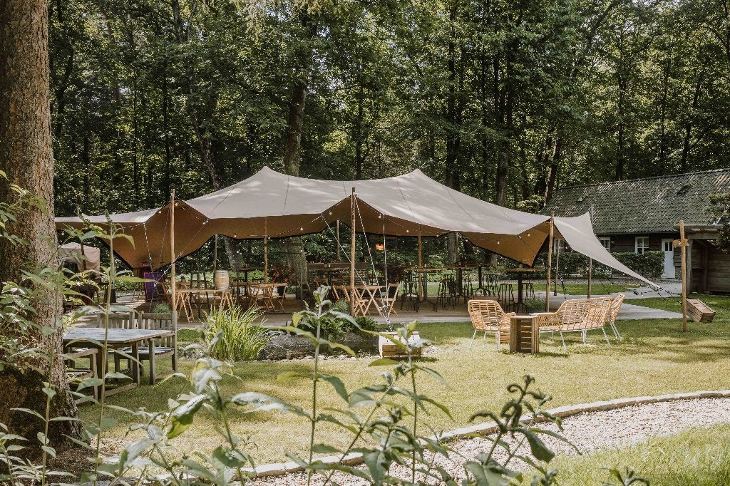 Stretchtent 15x10m te huur incl. op- en afbouw, Ophalen, Nieuw, Overige