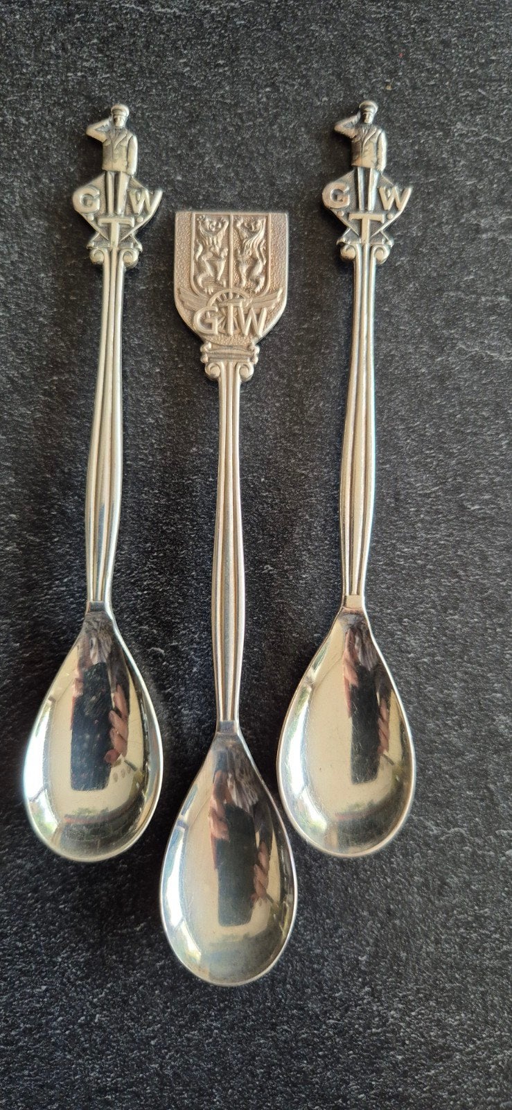3 verzilverde theelepels, G W, Pleet, Ophalen of Verzenden