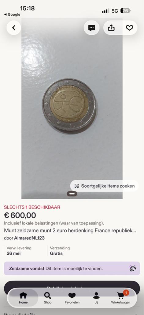 Zeldzame 2 euro munt Frankrijk 2009, Postzegels en Munten, Munten | Europa | Euromunten, Ophalen of Verzenden, Frankrijk, 2 euro