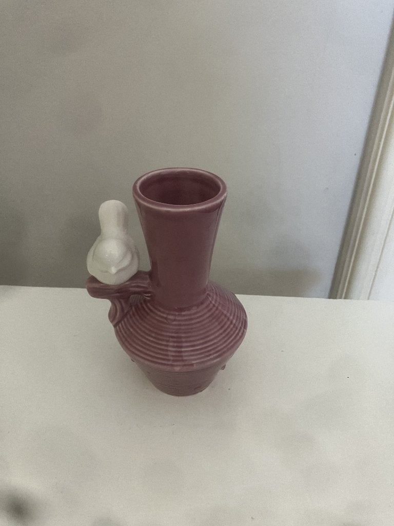Een leuk roze vaasje met wit vogeltje, Huis en Inrichting, Woonaccessoires | Vazen, Overige kleuren, Aardewerk of Porselein, Ophalen of Verzenden