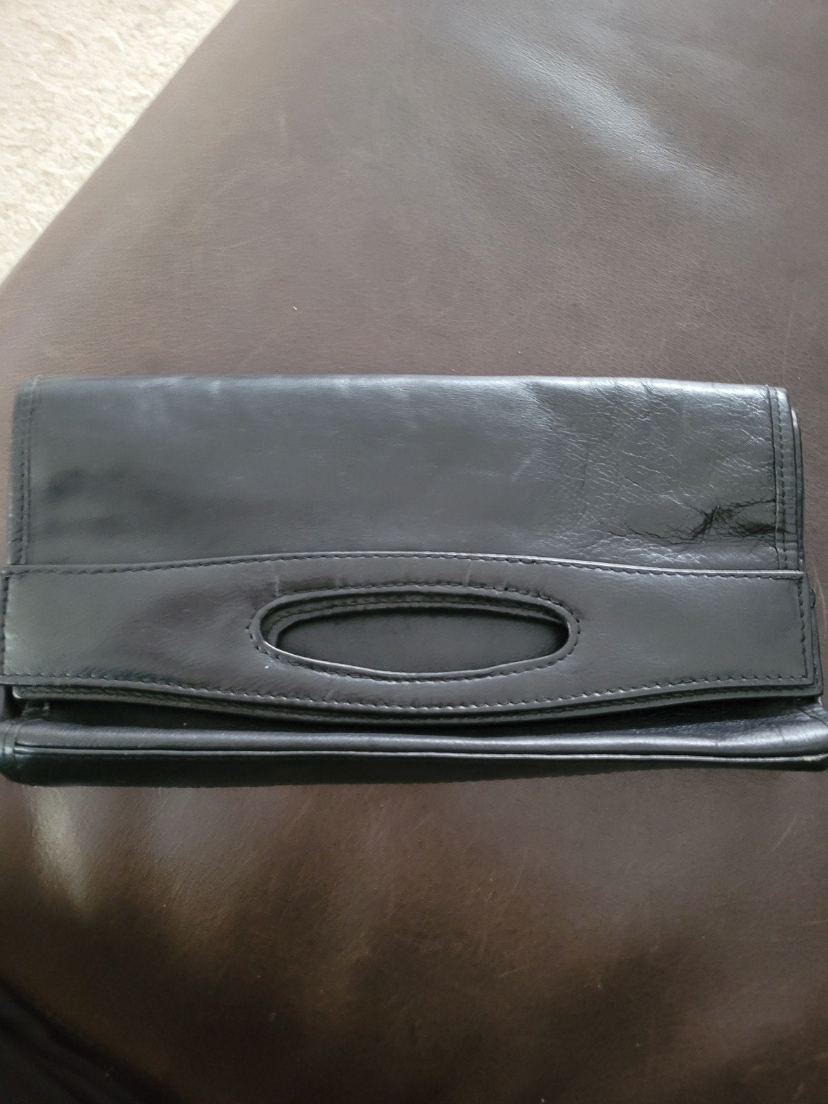 Leren clutch, Sieraden, Tassen en Uiterlijk, Portemonnees, Ophalen of Verzenden, Zo goed als nieuw, Bruin