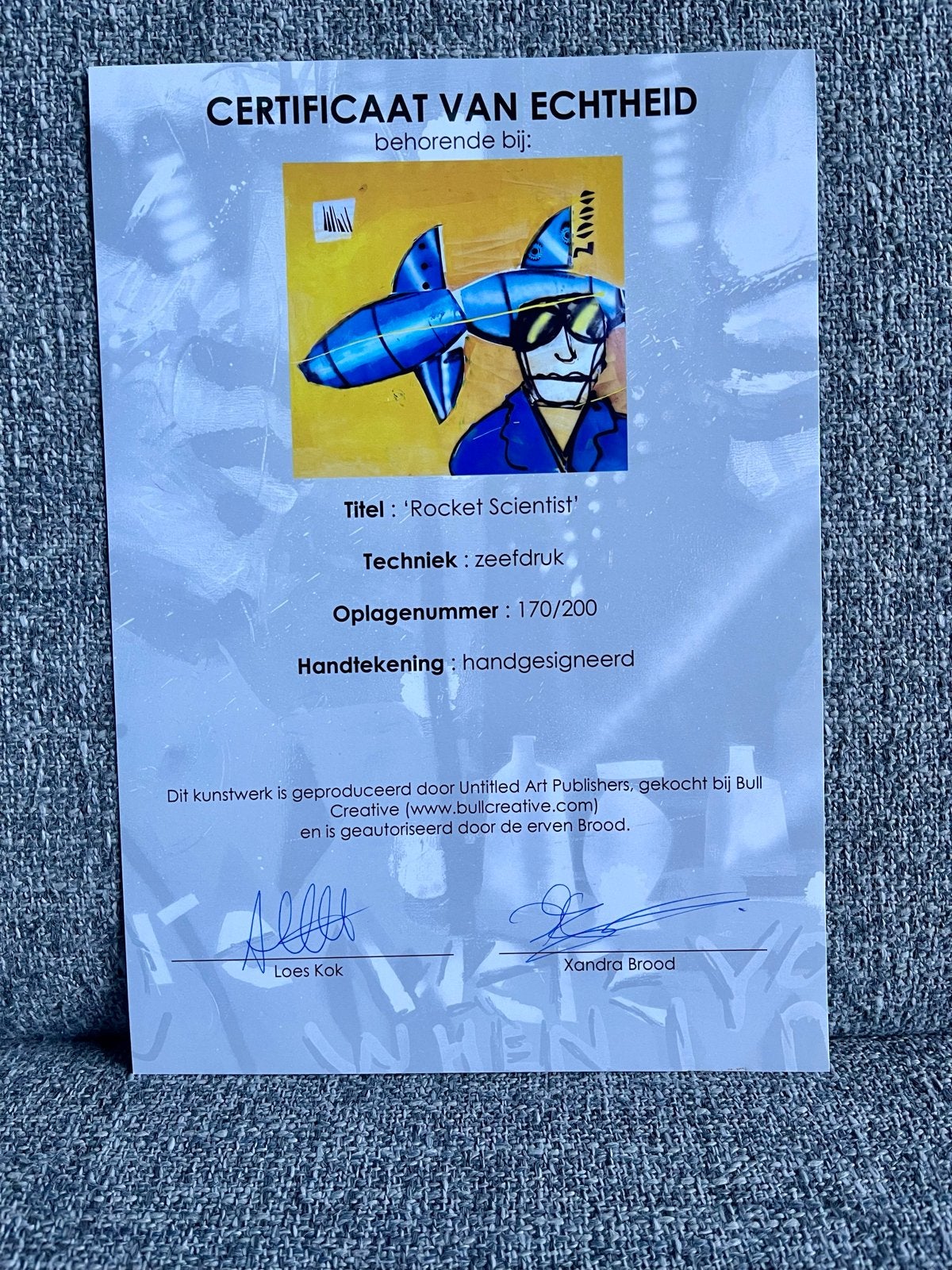 Herman Brood Zeefdruk “Rocket Scientist” Gesigneerd 170/200, Zeefdruk, Gelimiteerde oplage, Ophalen, Personages en Fantasiefiguren