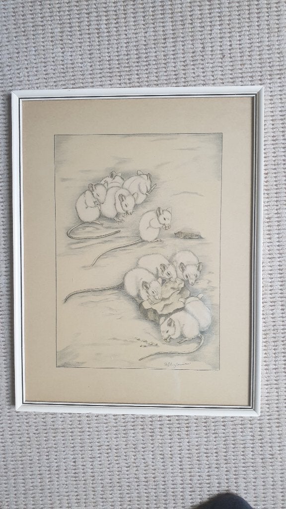Muisjes van B Sluyterman, Antiek en Kunst, Overige stijlen, Gedateerd, Dieren, Ophalen of Verzenden