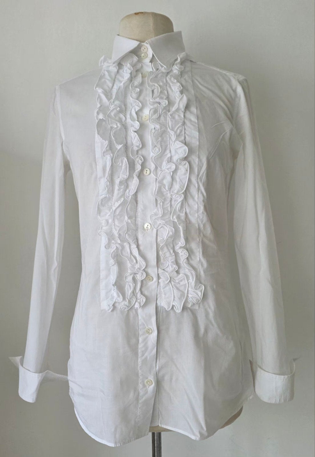 Dolce & Gabbana hagelwitte blouse met ruches, Kleding | Dames, Blouses en Tunieken, Dolce & Gabbana, Verzenden, Maat 38/40 (M)