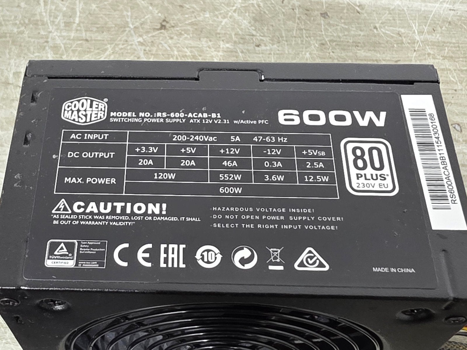 cooler master 600w max voeding psu power supply rs-600-acab-, Gebruikt, ., Ophalen of Verzenden, .