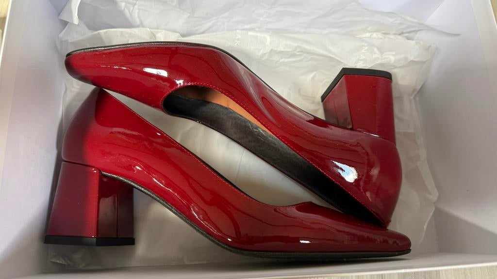 Rode lakleren pumps, maat 36, Ophalen of Verzenden, Gedragen, Rood, Pumps