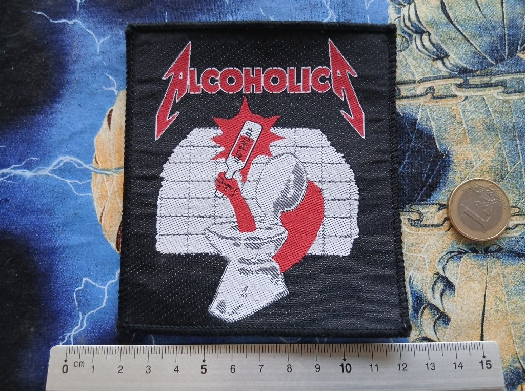 Metallica vrij zeldzame alcoholica vintage 1989 patch 130, Verzenden, Nieuw, Kleding