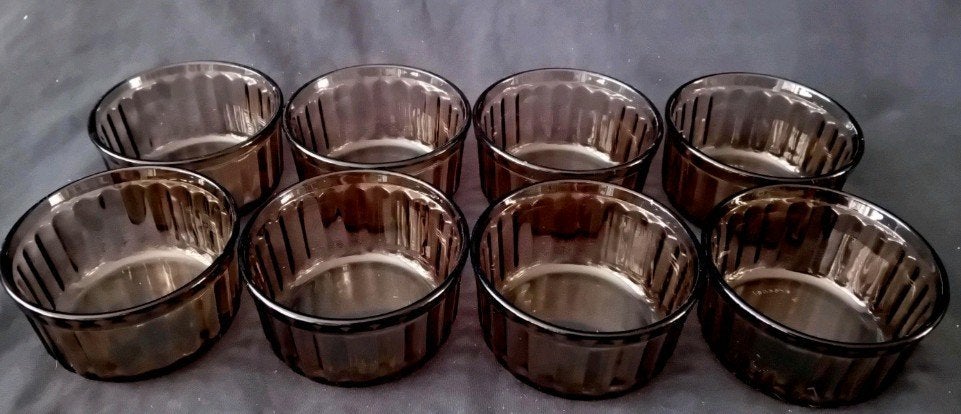 Vintage Arcopal ramekins van gerookt glas, Ophalen of Verzenden