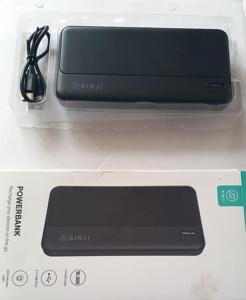 SINJI Powerbank 10000 mAh met 2 USB-poorten, Ophalen of Verzenden, Nieuw, SINJI