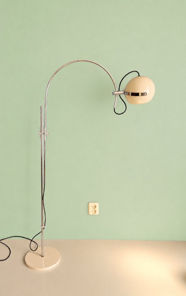 Vintage vloerlamp - Booglamp | crème wit - Jaren 70, -, -, Ophalen of Verzenden, Zo goed als nieuw
