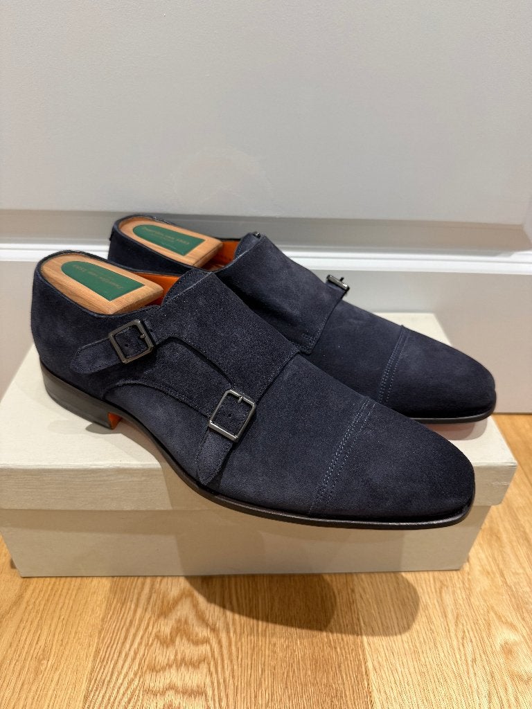 Santoni Double Buckle Shoes | UK 9 | (323), Kleding | Heren, Schoenen, Blauw, Nieuw, Ophalen of Verzenden, Gespschoenen