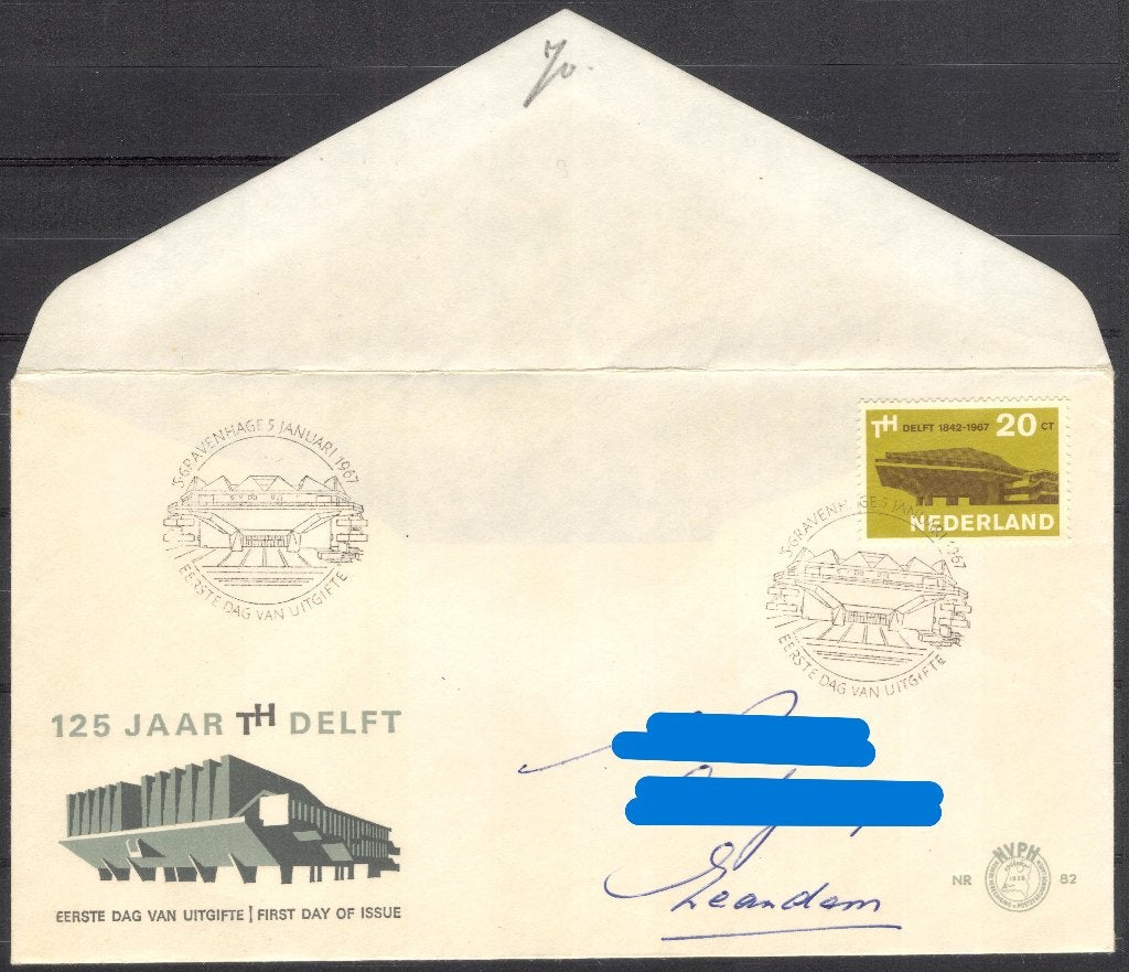 E82 - 125 jaar Technische Hogeschool Delft 1967, Postzegels en Munten, Verzenden, Beschreven, Nederland