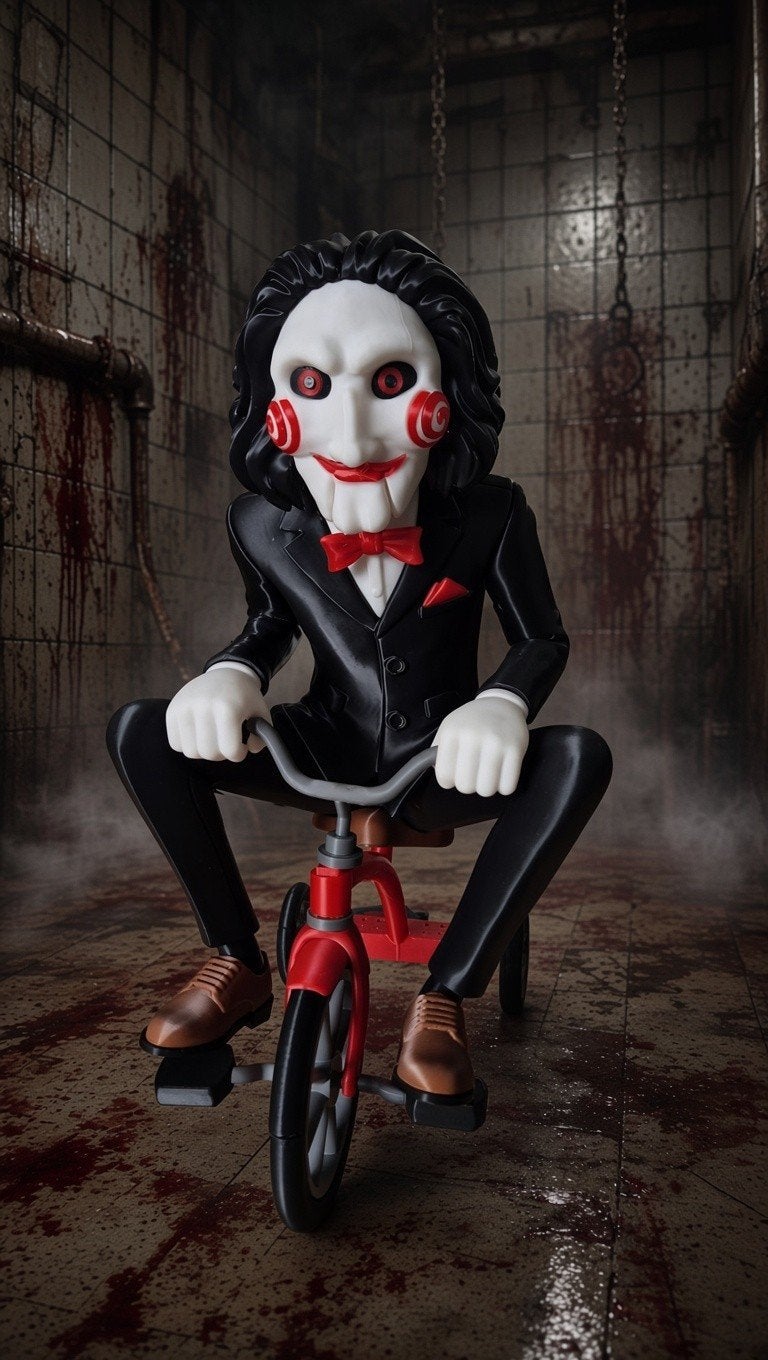 Saw Billy the Puppet op driewieler - Horrorfilm Figuur, Ophalen of Verzenden, Nieuw, Film, Actiefiguur of Pop
