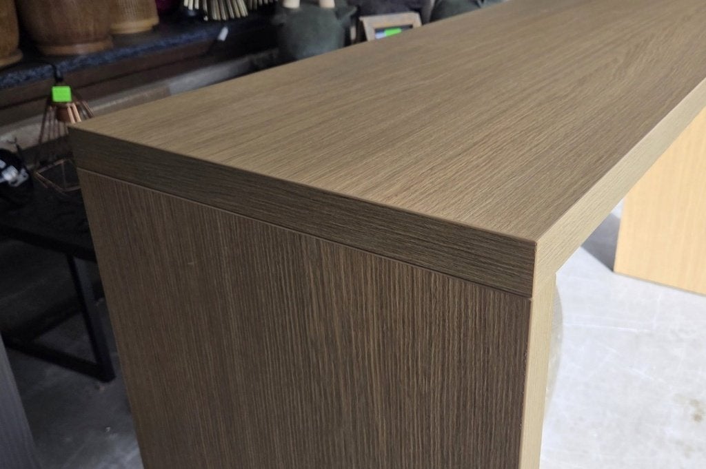Lange bartafel statafel wandtafel balie melamine houtlook, 5 krukken of meer, Ophalen, Zo goed als nieuw, 90 cm of meer