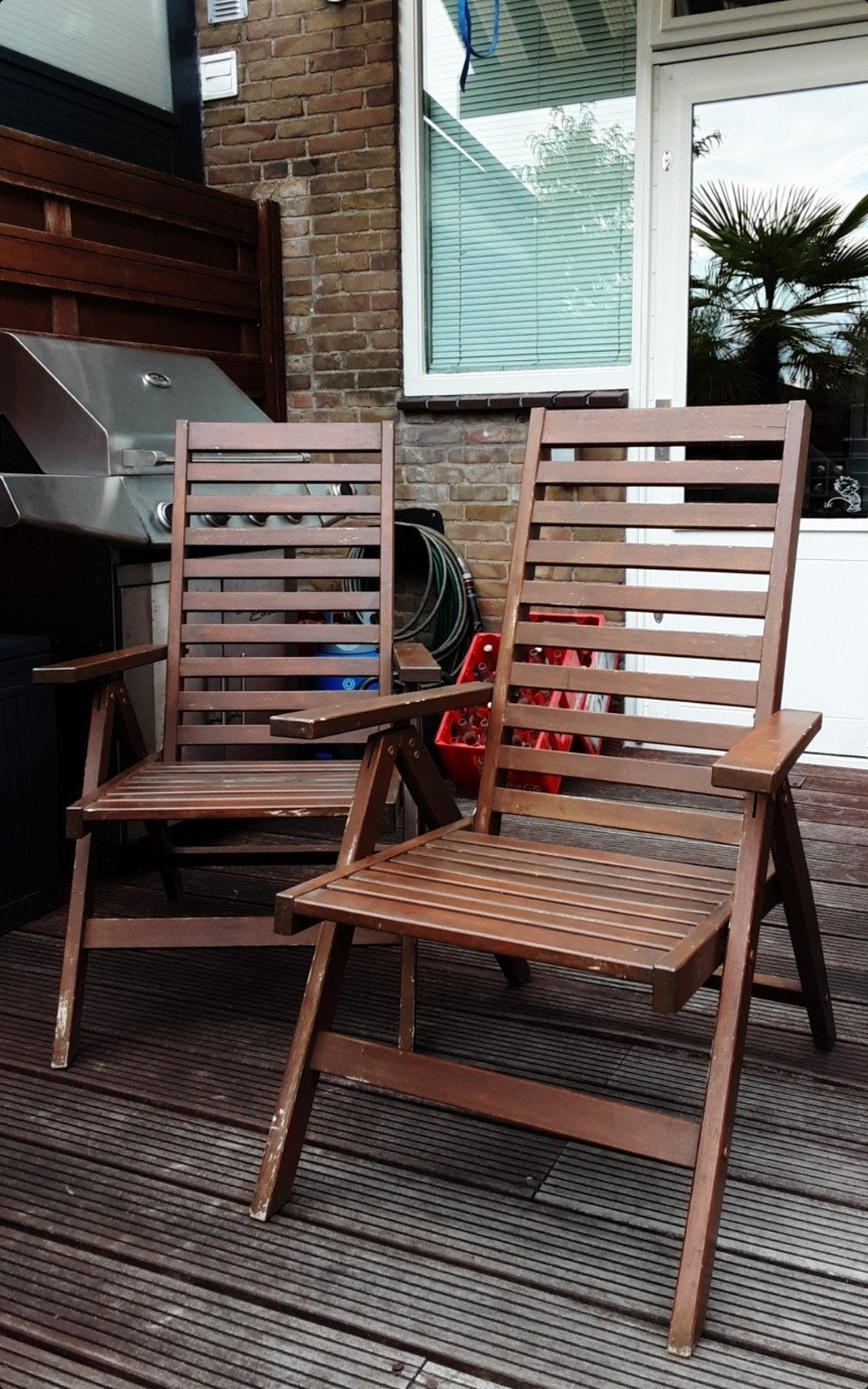 Hardhouten standenstoelen tuinstoelen Campingstoele 2 stuks, Caravans en Kamperen, Ophalen