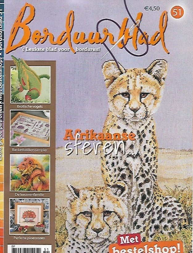 Borduurblad 51 met patronen, Ophalen of Verzenden, Zo goed als nieuw, Borduren en Naaien