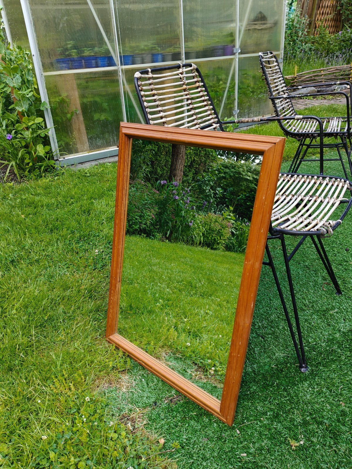 Spiegel met houten lijst : 70 x 50 cm, Ophalen, Zo goed als nieuw, Minder dan 100 cm, Rechthoekig