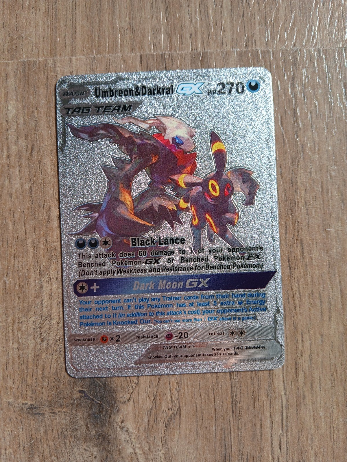 Pokémon Kaart Umbreon & Darkrai GX - Foil, Ophalen of Verzenden, Zo goed als nieuw, Losse kaart, Foil
