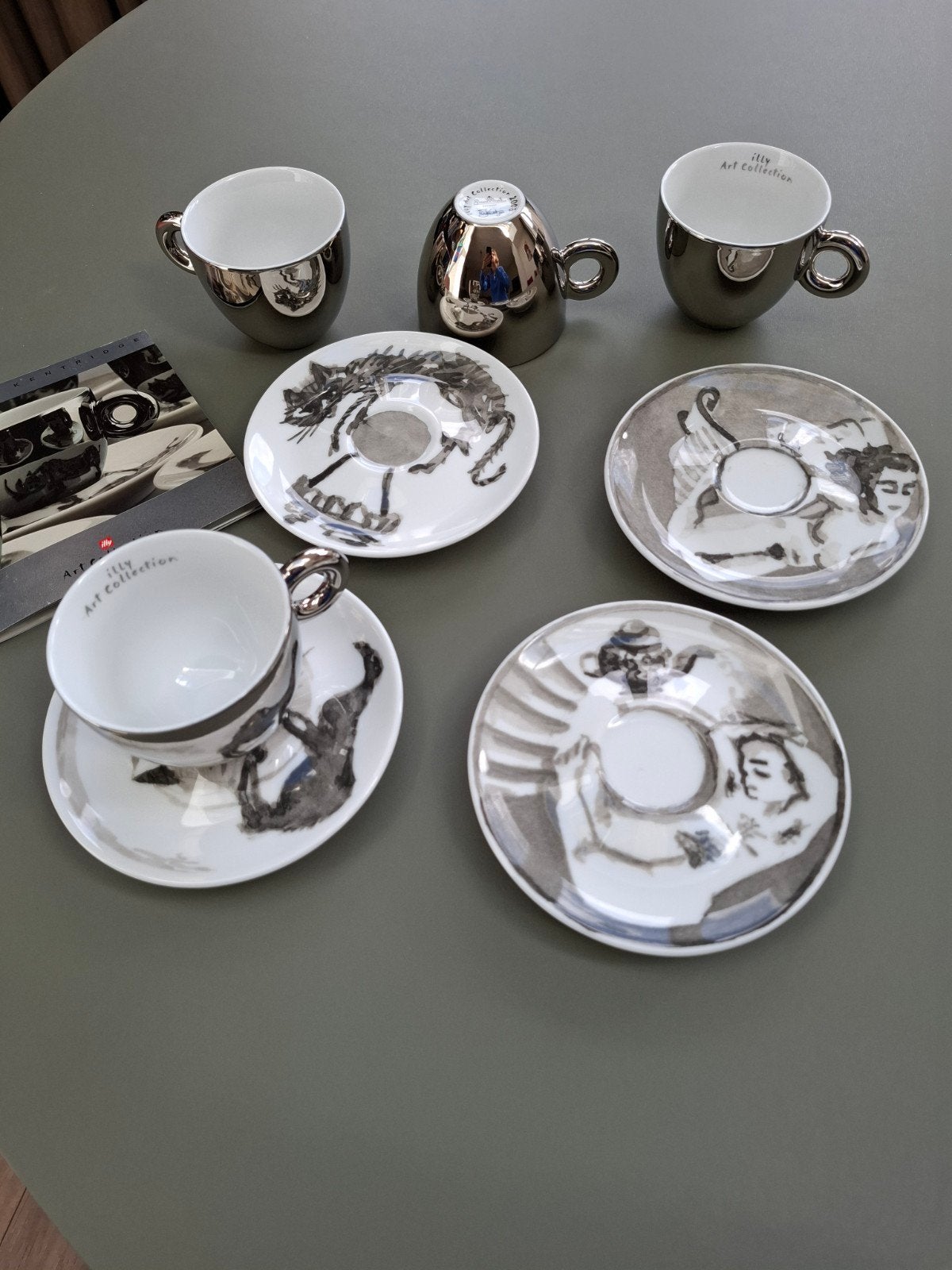 4 cappuccino kopjes Ily art collection 2008 William Kentrid, Ophalen of Verzenden