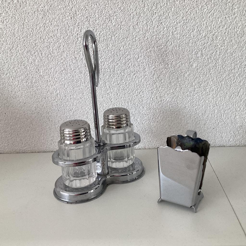 Retro peper en zout stelletje en maggi fles houder, Huis en Inrichting, Ophalen of Verzenden, Gebruikt