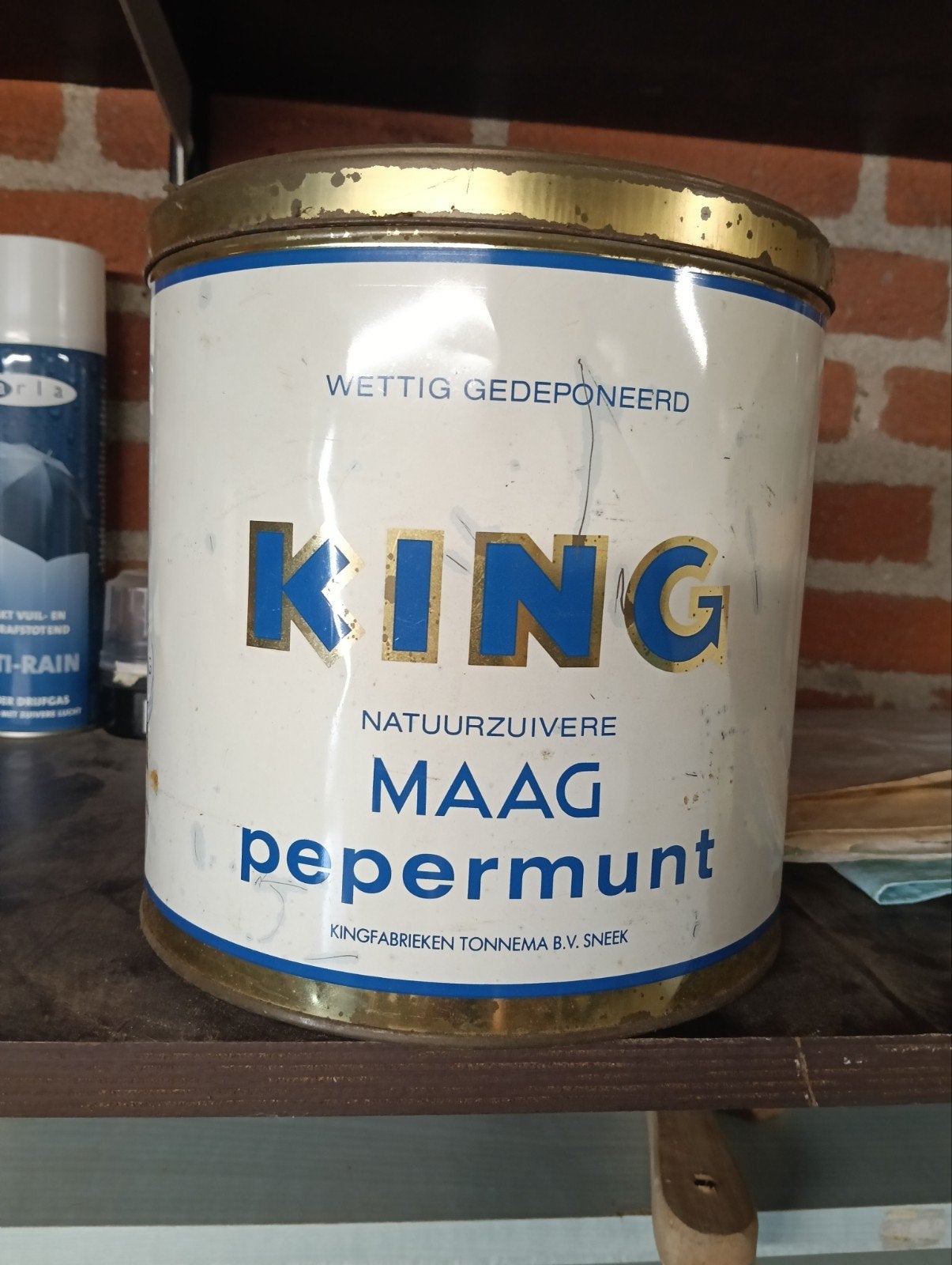 Vintage King Maag Pepermunt Blik - Kingfabrieken Tonnema, Ophalen of Verzenden