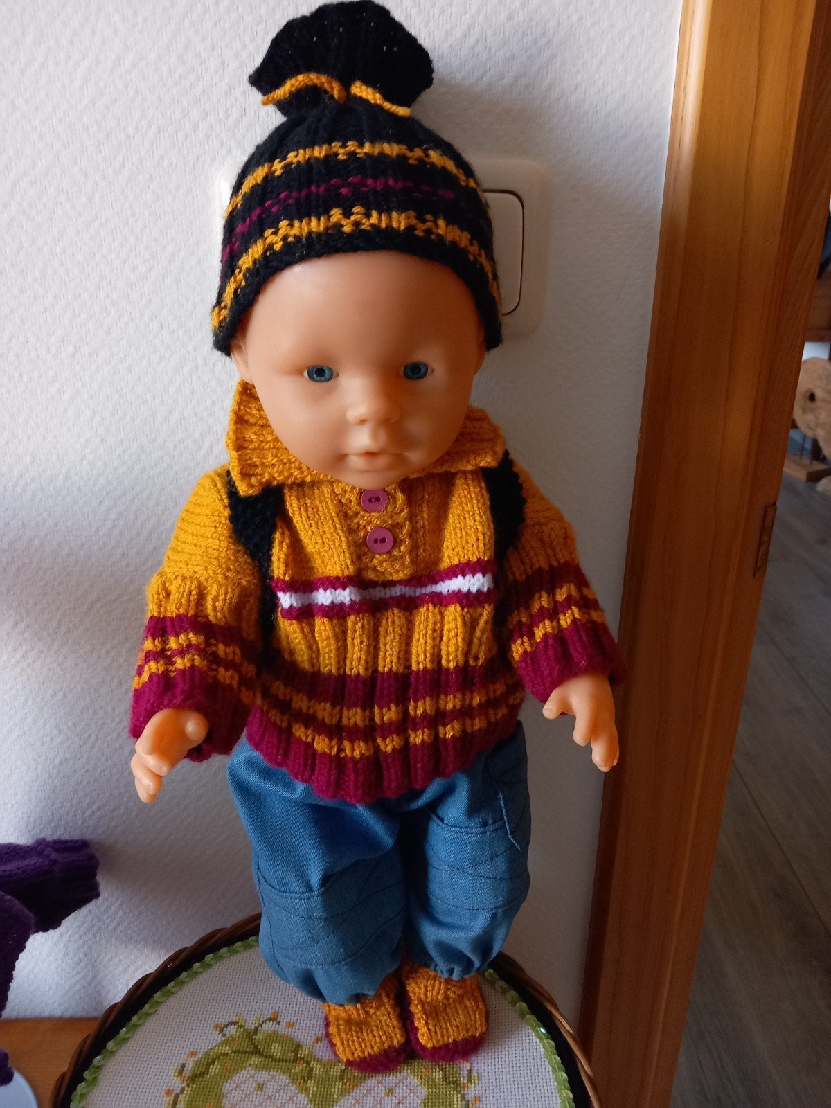 Zelfgemaakte poppenkleertjes voor pop 43 cm 5 delig., Kinderen en Baby's, Ophalen of Verzenden, Nieuw, Babypop