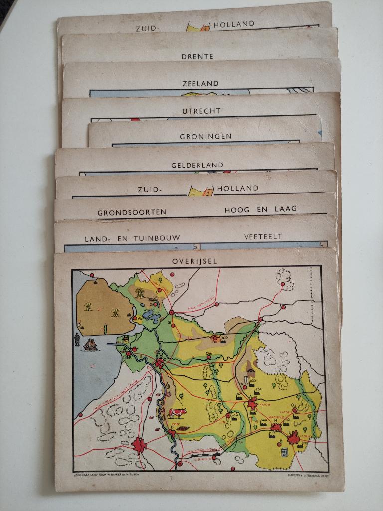 Oude landkaarten behorende bij werkatlas Nederland, Boeken, Atlassen en Landkaarten, Ophalen of Verzenden, 1800 tot 2000, Nederland