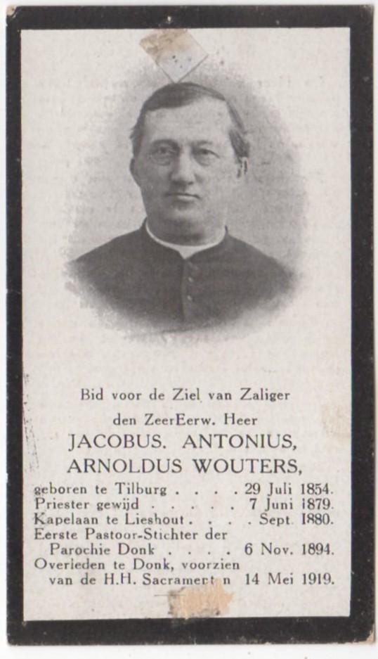 pastoor Jacobus Wouters 1854 Tilburg + 1919 Donk, 64 jaar, Verzenden