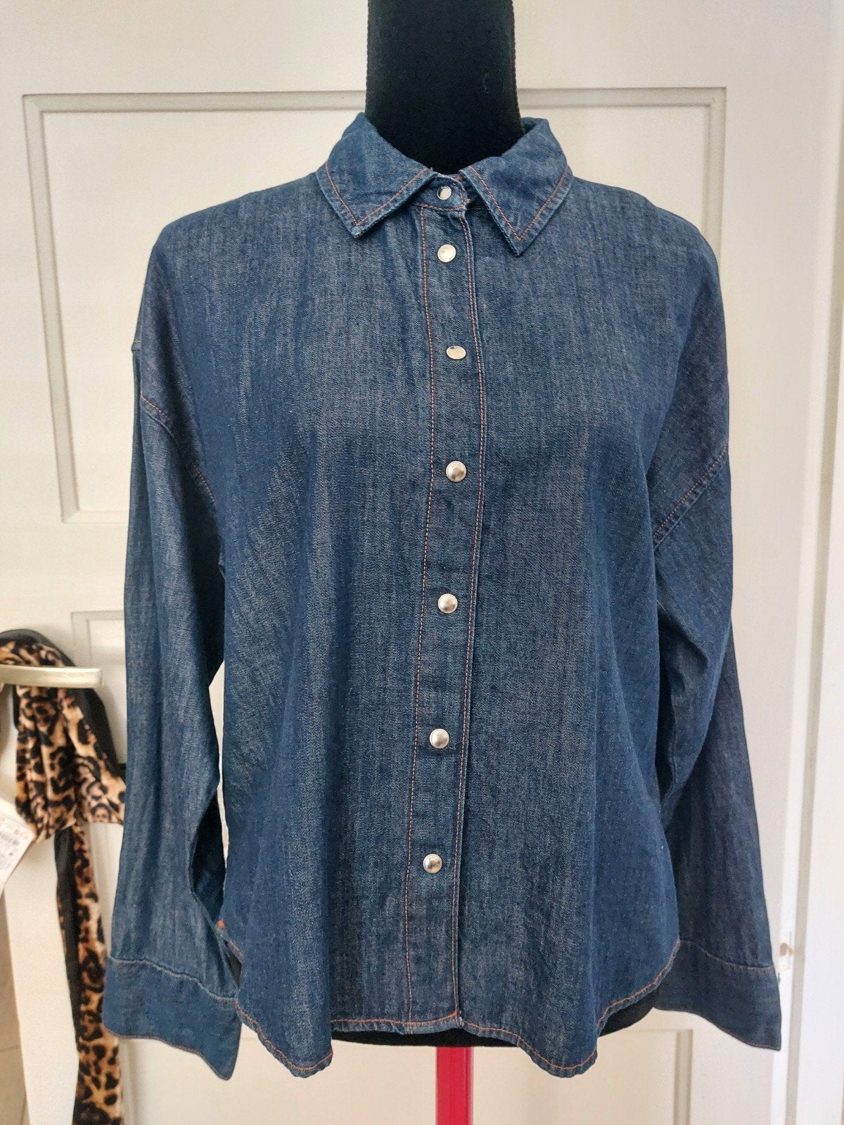 Zara denim spijkerblouse loose fit M/L, Maat 38/40 (M), Blauw, Zara, Nieuw