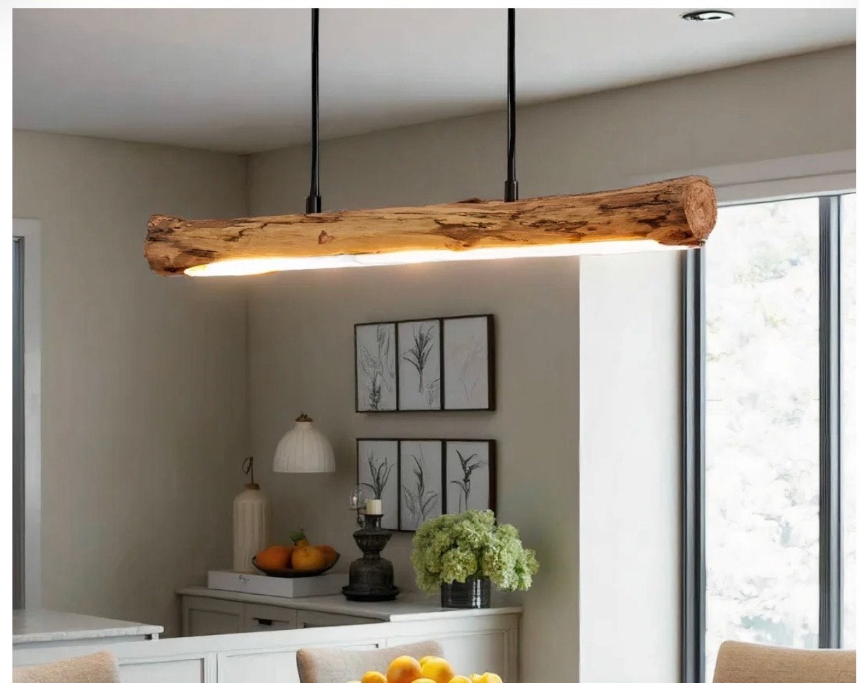 Nieuw Houten Balk Hanglamp - Rustieke LED Verlichting, Huis en Inrichting, Ophalen, Nieuw, Hout