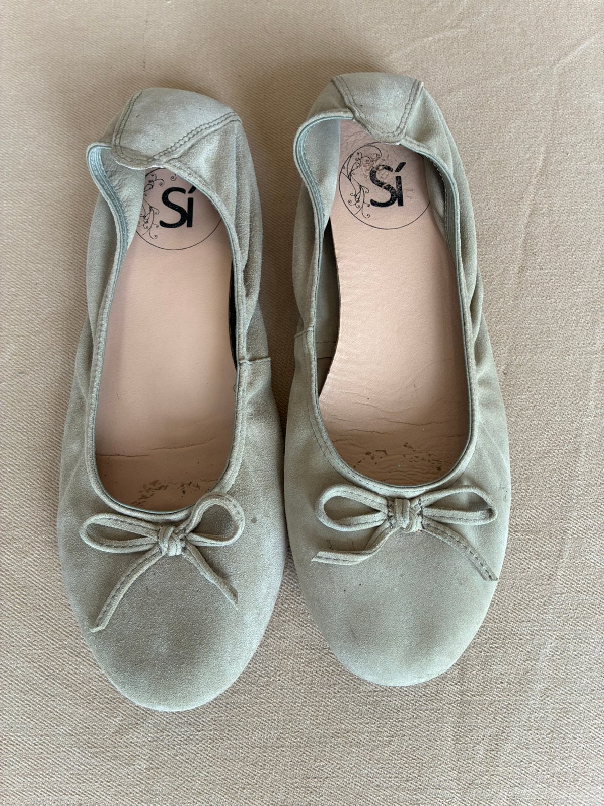 Mint groene suède ballerina’s maat 38, Ophalen, Ballerina's, Gedragen, Groen