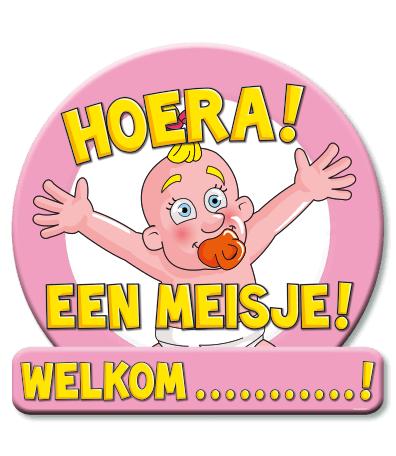 Huldeschild hoera een meisje, Versiering, Info@all4funbaarlo.nl, A, Nieuw