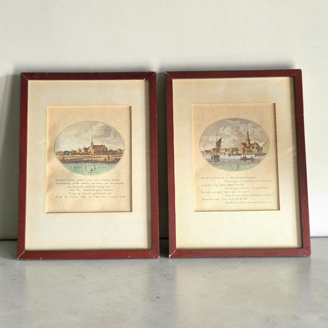 2 ingelijste kopergravures, Ophalen of Verzenden