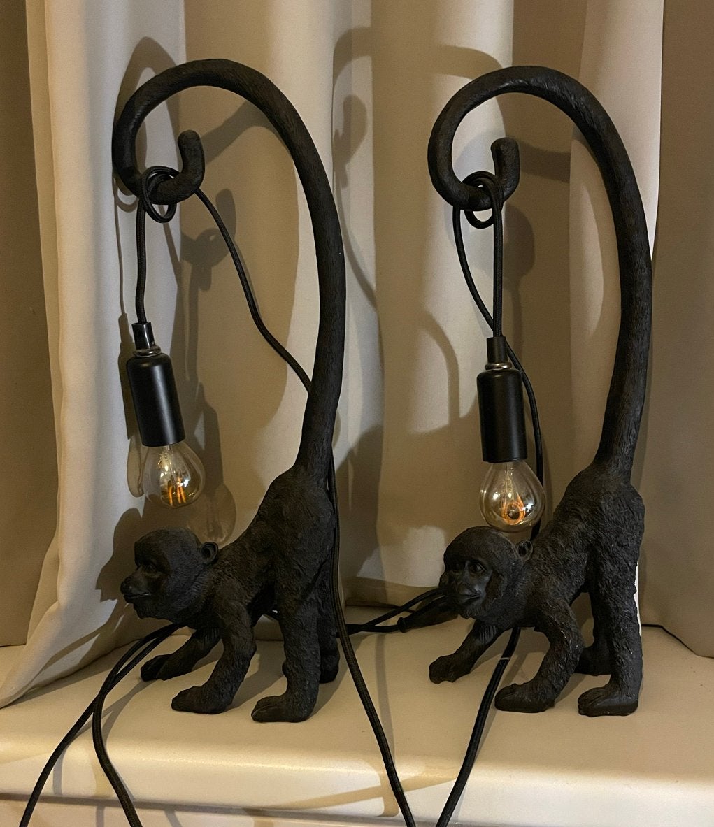 2 Apen lampen, Overige materialen, Zo goed als nieuw, Zwart, Modern