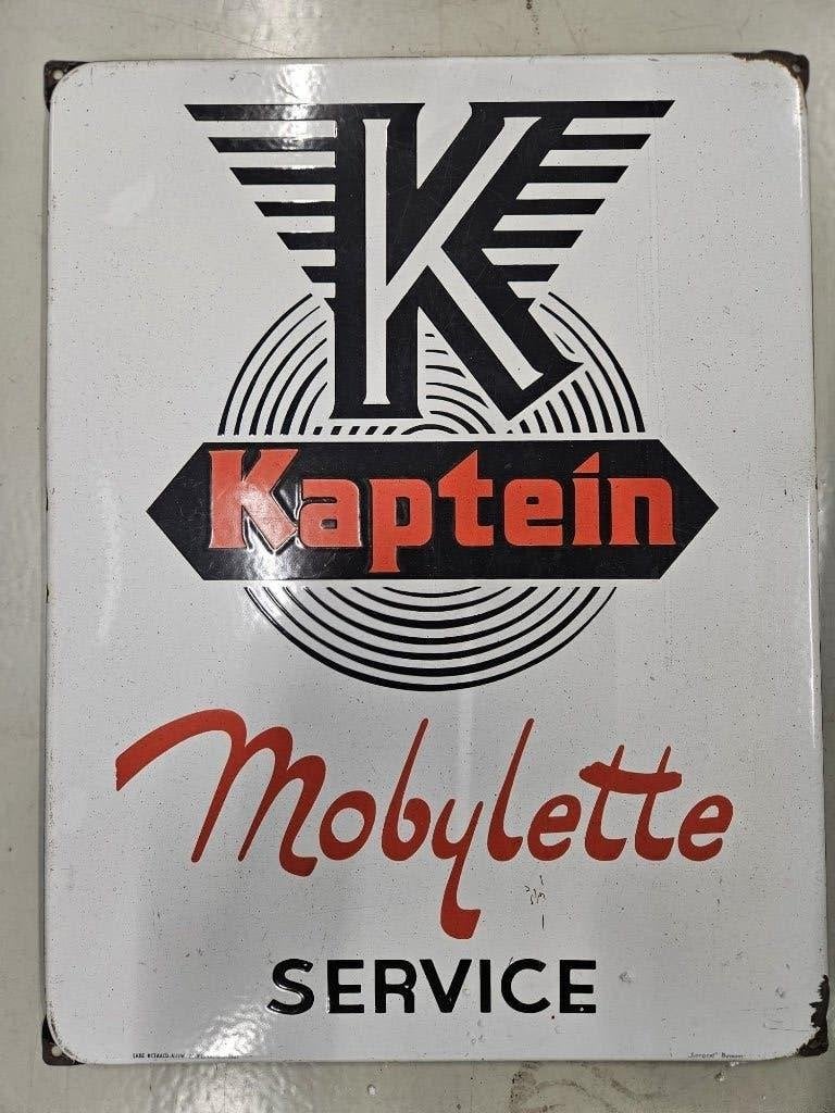 emaille bord kapitein mobylette,orgineel 40tiger jaren,olie, Antiek en Kunst, Antiek | Emaille, Ophalen of Verzenden