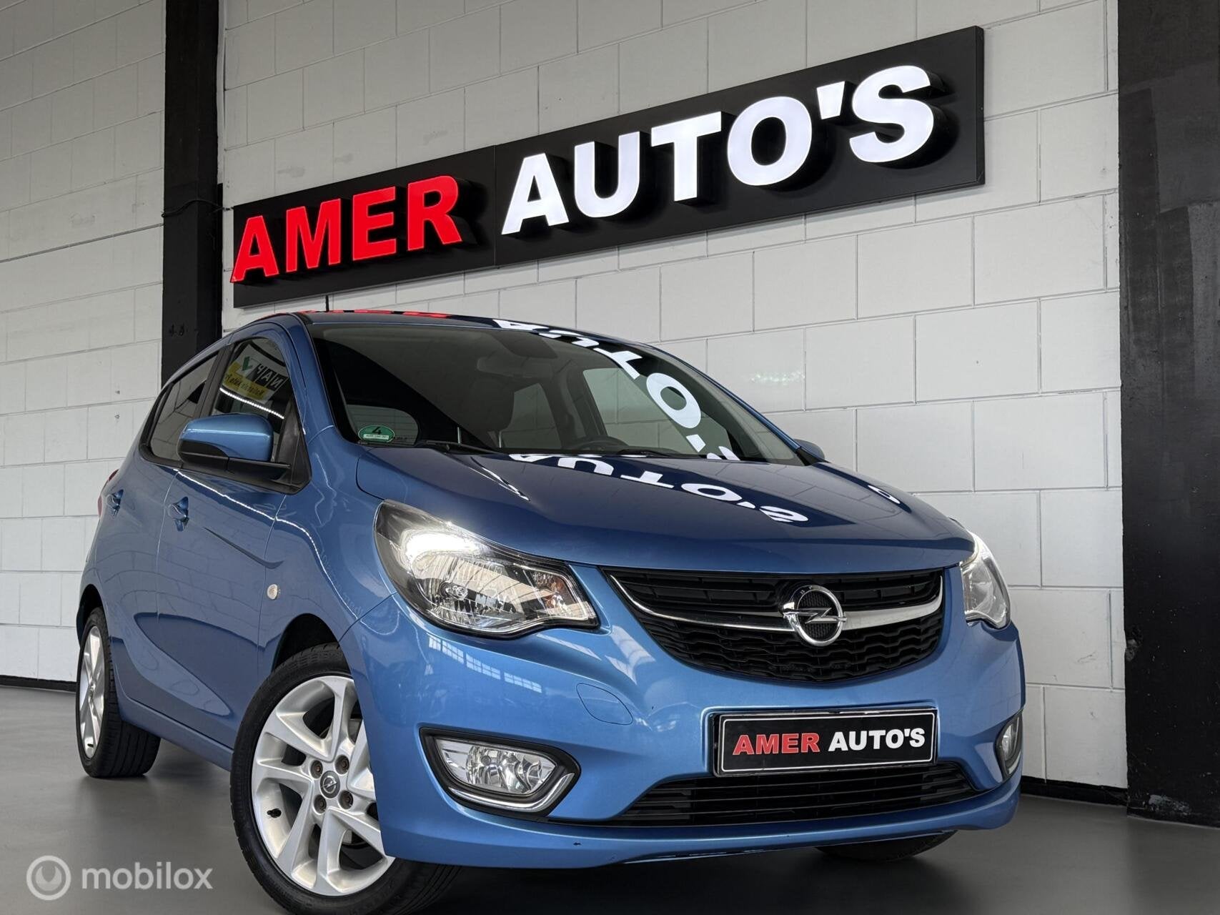 Opel KARL 1.0 LPG/1e eign/BOM VOL/UNIEK/Zuinig/leder/TOP!, Voorwielaandrijving, Gebruikt, Zwart, Blauw