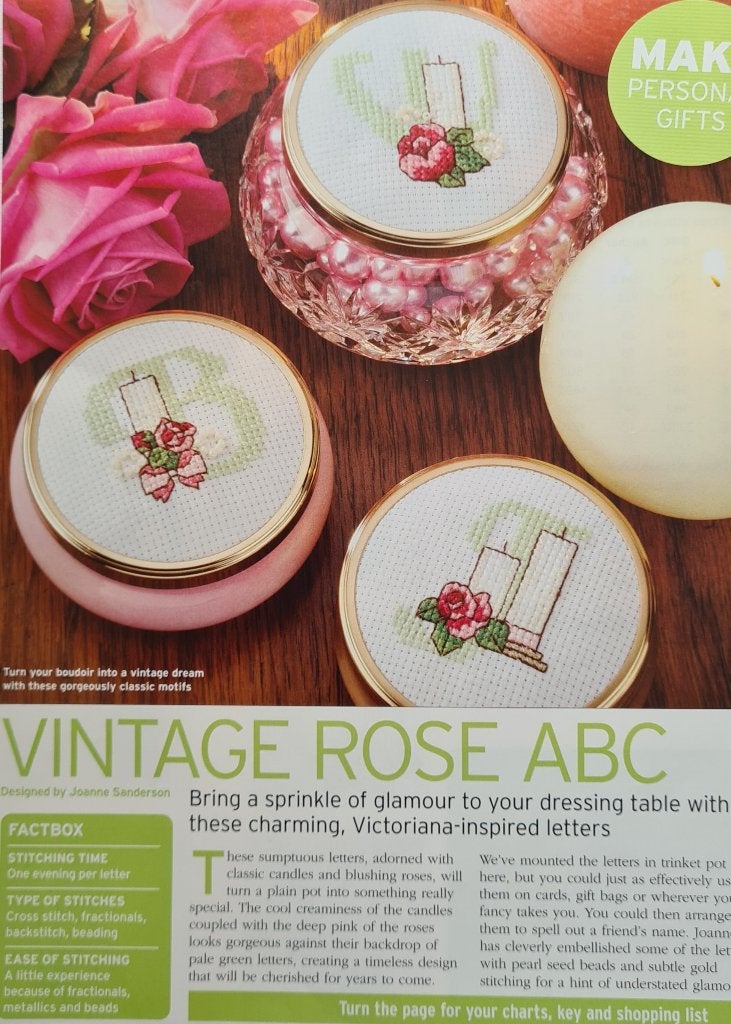 Vintage Roos Kerst alfabet borduurpatroon, Ophalen, Nieuw, Handborduren, Patroon