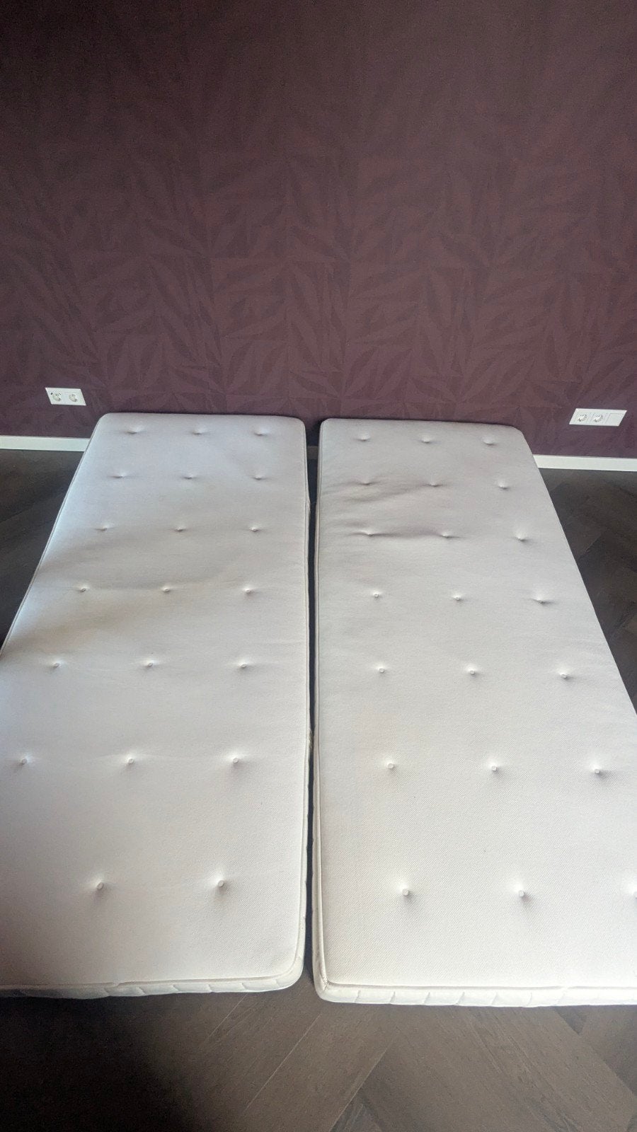 2x IKEA Hyllestad matrassen 90x200 cm + tussenstuk, Ophalen, Gebruikt, 90 cm, Eenpersoons