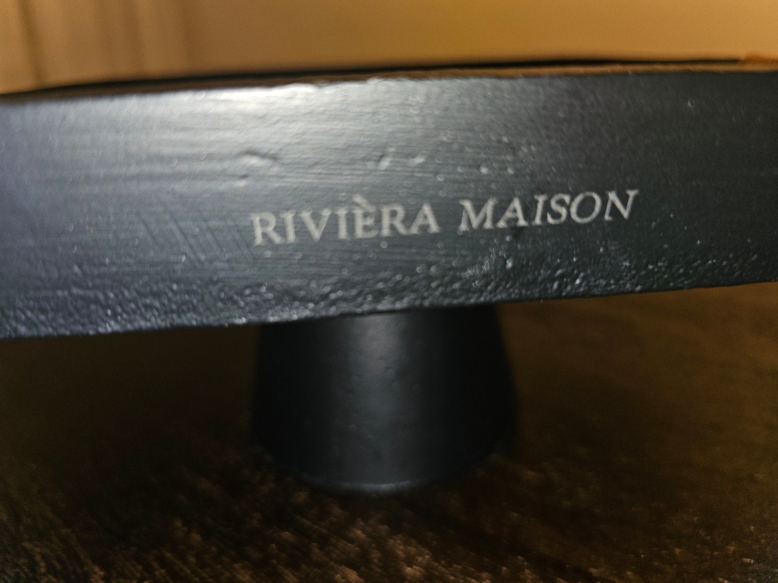 Riviera Maison Dienblad Zwart Metaal met Houten Handvatten, Ophalen, Rond, Metaal