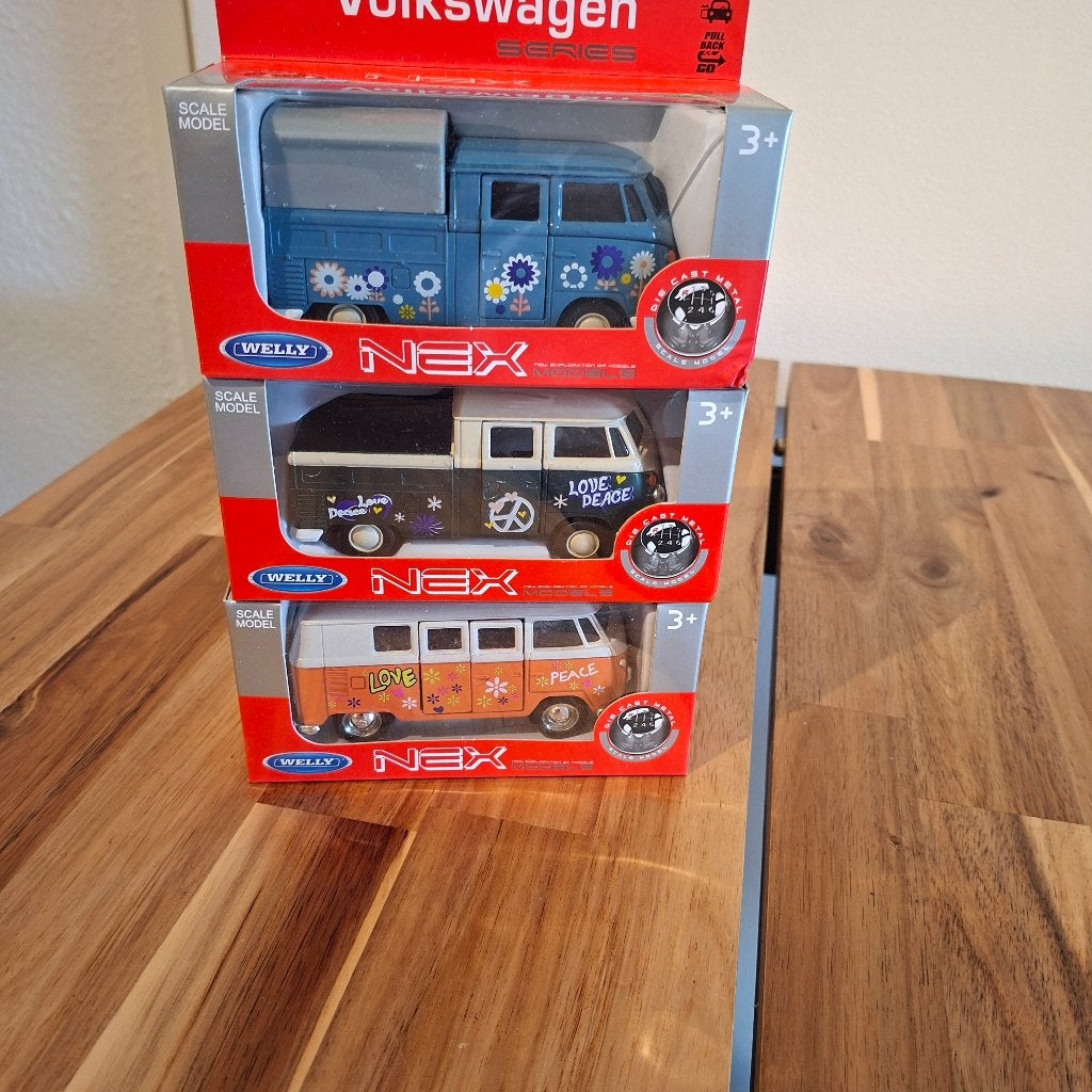 Welly NEX Volkswagen T1 Busjes - Set van 3, Ophalen of Verzenden, Nieuw, Auto, Overige merken