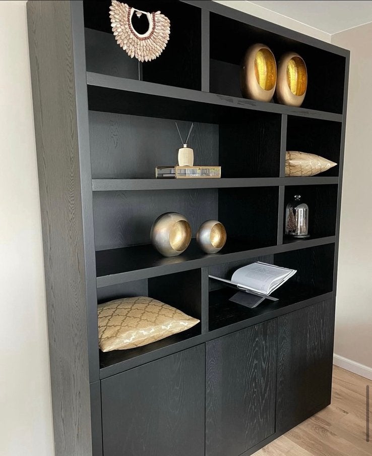 Goossens Barcelona 3 deurs eiken buffetkast zwart, Ophalen, Zo goed als nieuw, 25 tot 50 cm, 200 cm of meer