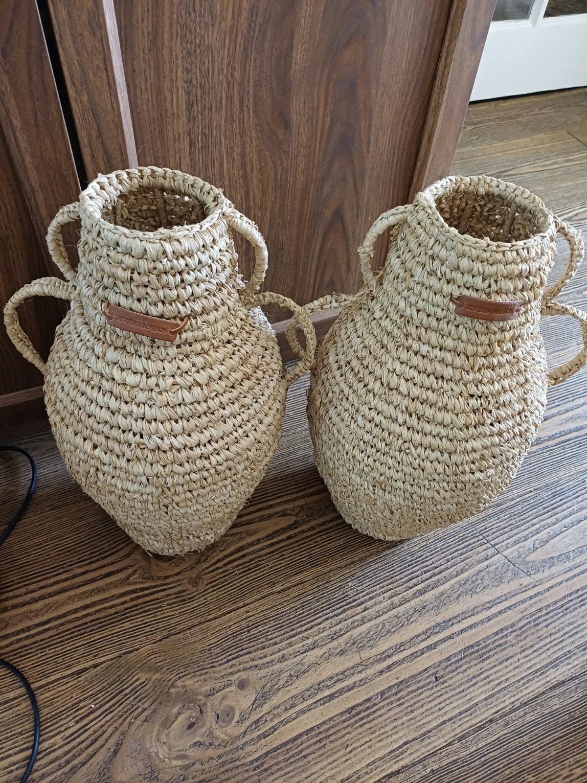Riviera Maison Vazen Set - Natuurlijk Materiaal, Huis en Inrichting, Beige, Natuurlijk materiaal, Ophalen of Verzenden, Zo goed als nieuw