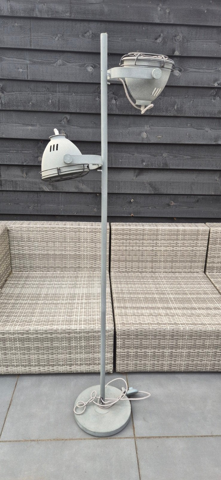 Vintage industriële vloerlamp met twee verstelbare spots, Ophalen
