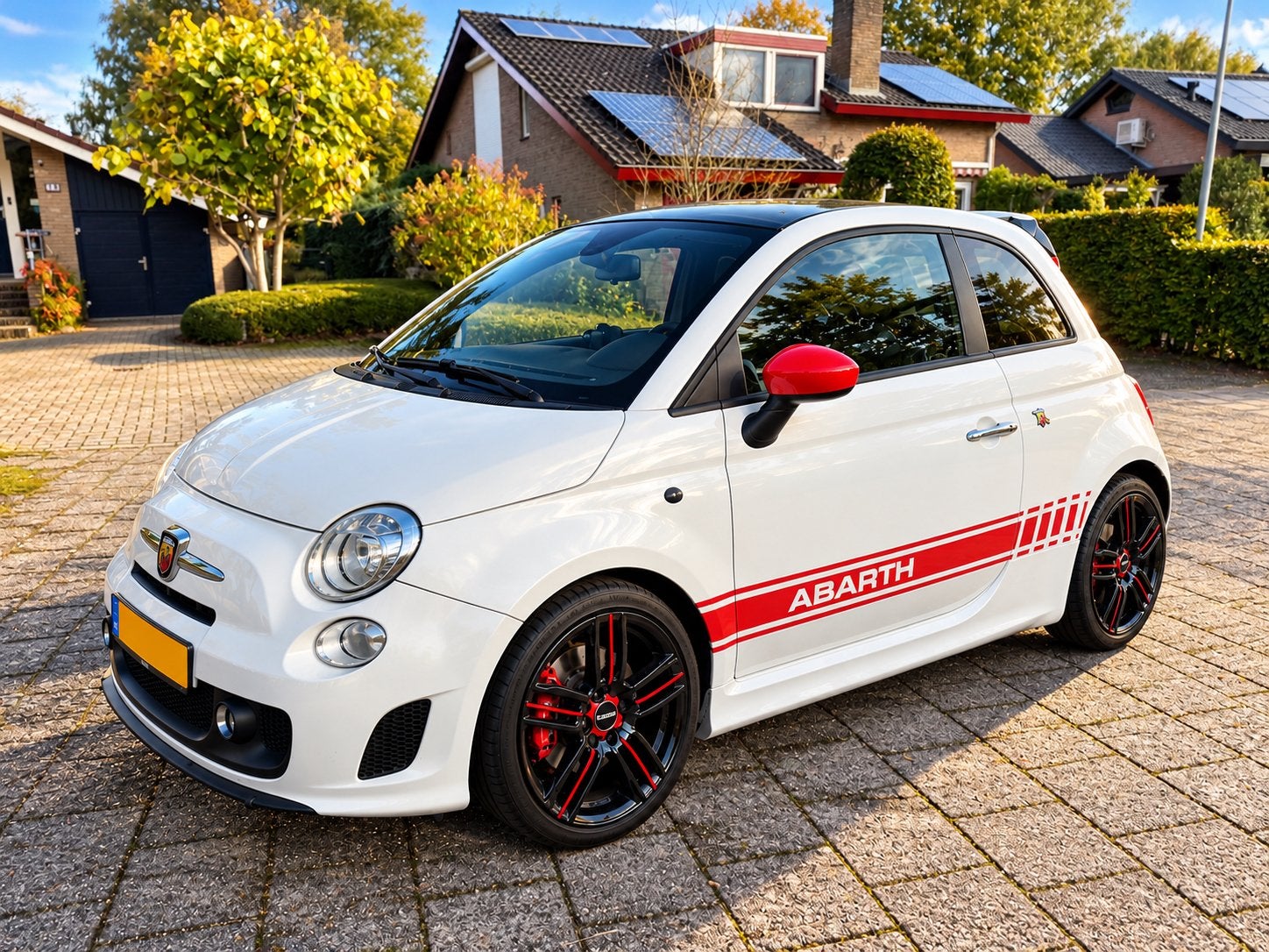 Abarth 500c Cabrio 185 pk van liefhebber voor liefhebber, Auto's, Cabriolet, Wit, Leder, Bruin