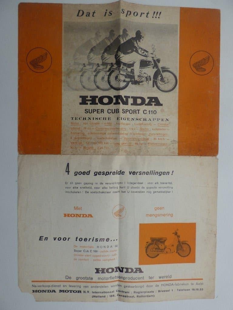 HONDA C110 & C100 FOLDER 1963, Ophalen of Verzenden, Gebruikt