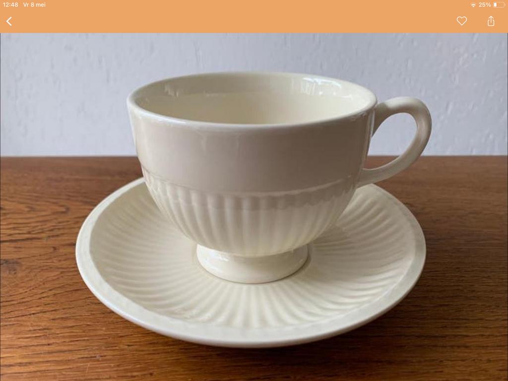 6 Zgan grote kop (9 cm) en schotels WEDGWOOD EDME., Huis en Inrichting, Keuken | Servies, Ophalen of Verzenden, Zo goed als nieuw