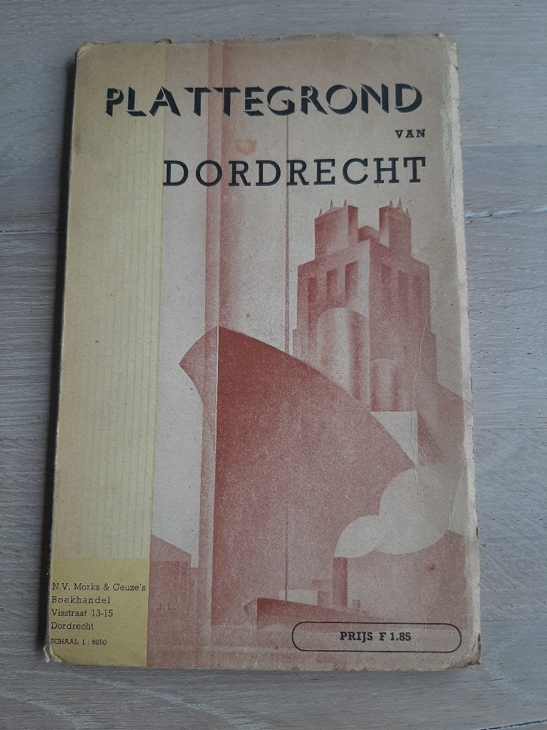 oude grote plattegrond Dordrecht (en Zwijndrecht) 1948 Morks, Ophalen of Verzenden, Nederland, Landkaart, Zo goed als nieuw