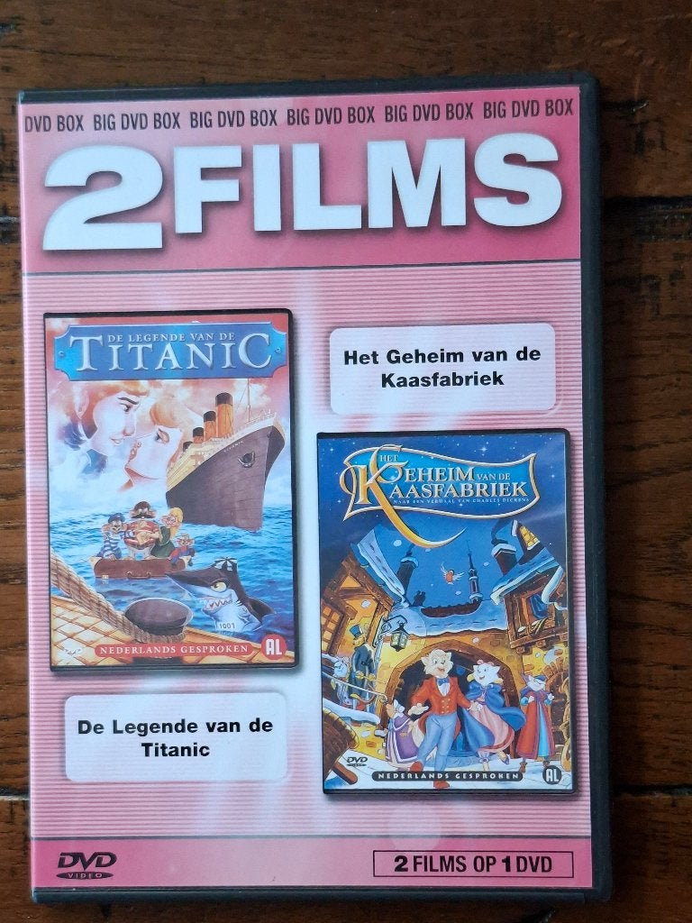 2 Films op 1 DVD: Titanic & Het Geheim van de Kaasfabriek, Gebruikt, Tekenfilm, Alle leeftijden, Overige soorten
